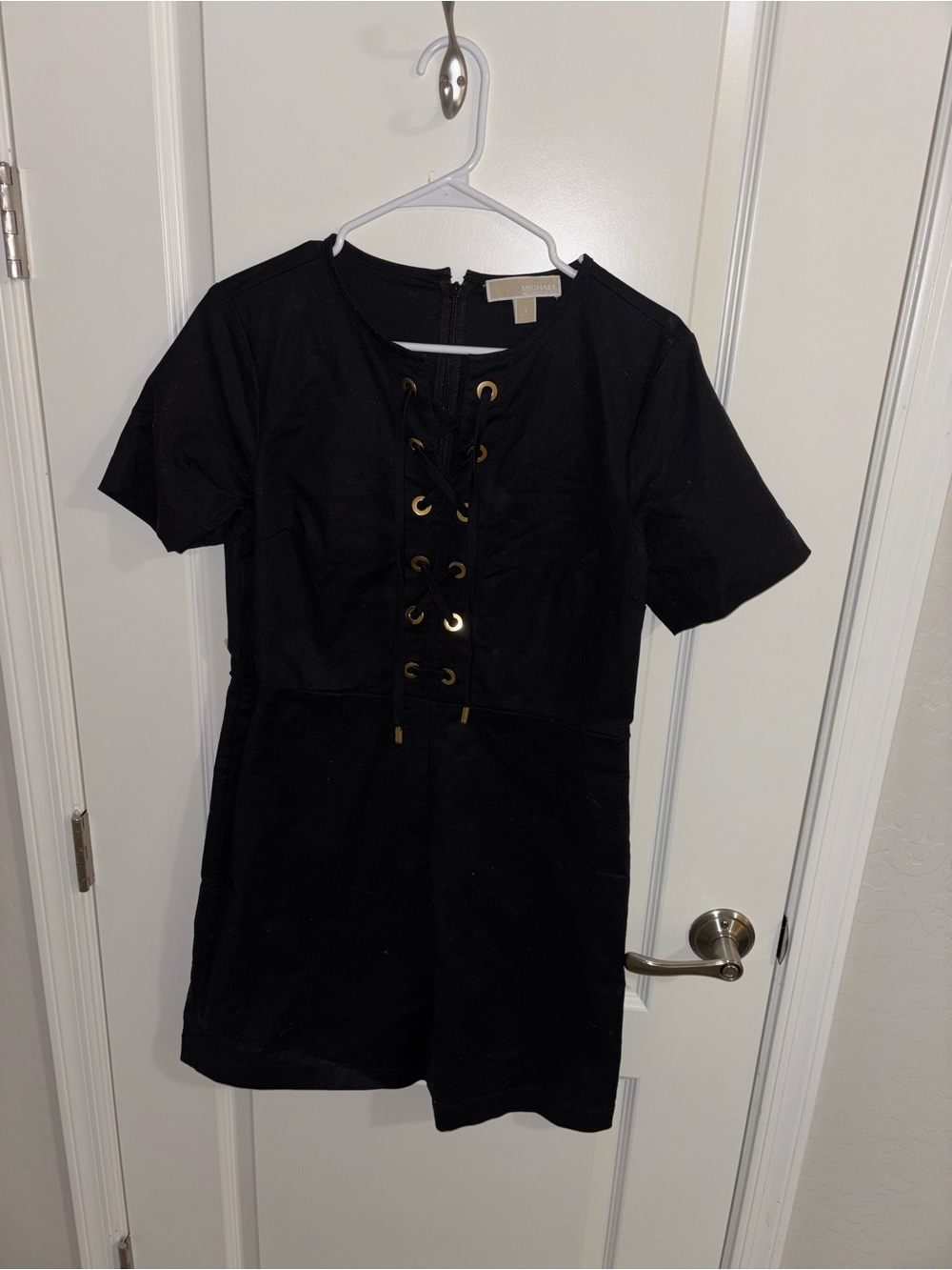 Michael Kors Black Lace-Up Mini Dress